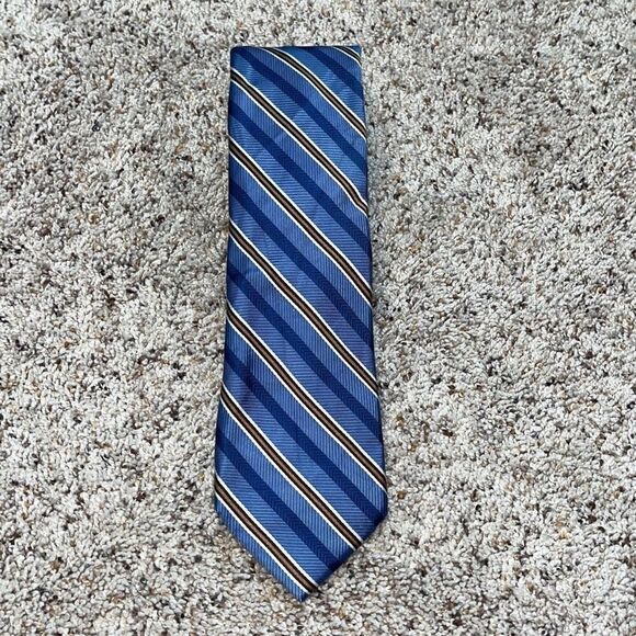 Jos. A. Bank Signature Collection Blue Striped Silk Neck Tie - Picture 1 of 3